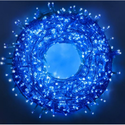 Crylight stringa serie 300 luci di Natale a led blu 24 mt con 8 giochi cavo trasparente per uso esterno interno per albero feste matrimoni