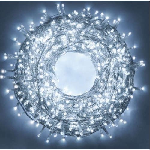 Crylight stringa serie 200 luci di Natale a led bianco ghiaccio 16 mt catena con 8 giochi cavo trasparente per uso esterno interno per albero feste matrimoni 
