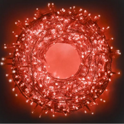 Crylight stringa serie 300 luci di Natale a led rosso 24 mt con 8 giochi cavo trasparente per uso esterno interno per albero feste matrimoni