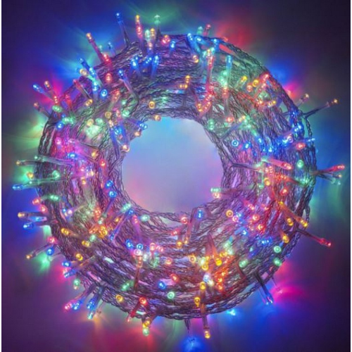 Crylight stringa serie 300 luci di Natale a led multicolore rgb 24 mt con 8 giochi cavo trasparente per uso esterno interno per albero feste matrimoni