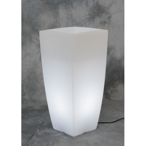 Home light leuchtende quadratische Vase in Eisweiß / Weißlichtharz 33x33x70 cm für Innen- und Außeneinrichtung