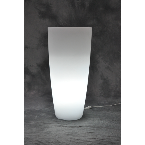 Florero redondo luminoso Home light en resina blanca hielo / blanca luz Ø 33x70 cm para muebles de interior y exterior