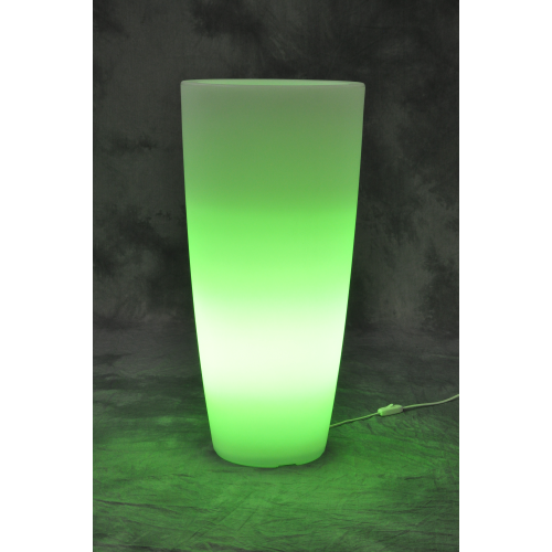 Florero redondo luminoso Home light en resina blanca hielo / verde claro Ø 33x70 cm para muebles de interior y exterior
