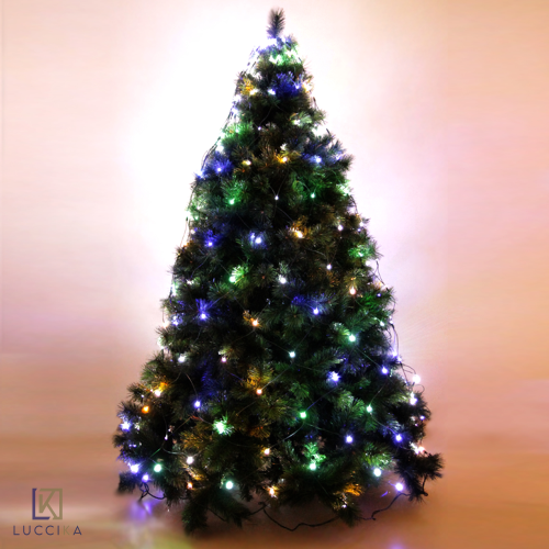 Luccika Home mantello a rete con 192 luci a Led Multicolore per albero di Natale con 8 giochi di luce e memoria per uso interno ed esterno