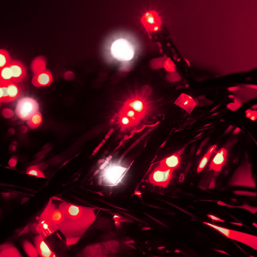 Catena 25 mt serie 500 luci Led Bianco+Rosso per albero di Natale per esterno