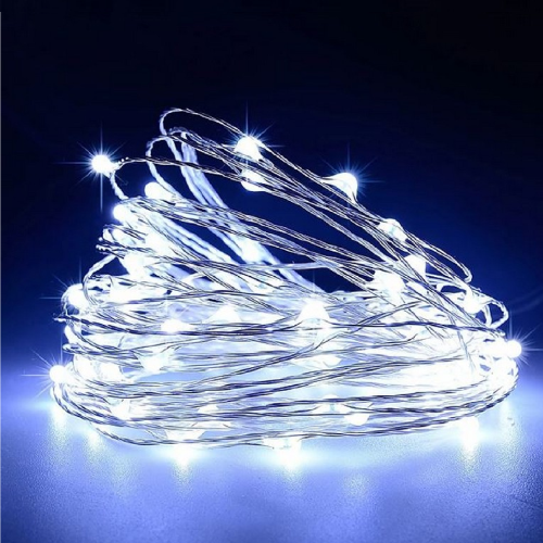 Serie luci di Natale a led catena con USB Microled Bianco Ghiaccio filo in rame
