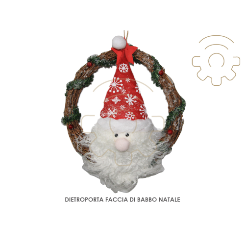 Dietroporta fuoriporta a corona con faccia di  Babbo Nataledi ø 28 cm decorazione addobbi natalizzi