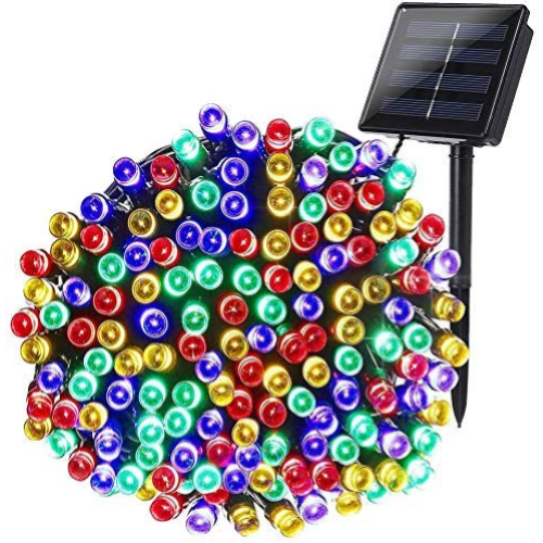 200 luci di Natale a led multicolore pannello solare 16 mt catena con 8 giochi per interno esterno serie