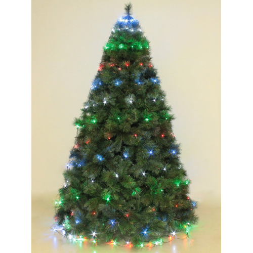 Mantello 192 luci per albero di Natale a led multicolore 1,8 mt con 8 giochi per interno ed esterno serie rete verde